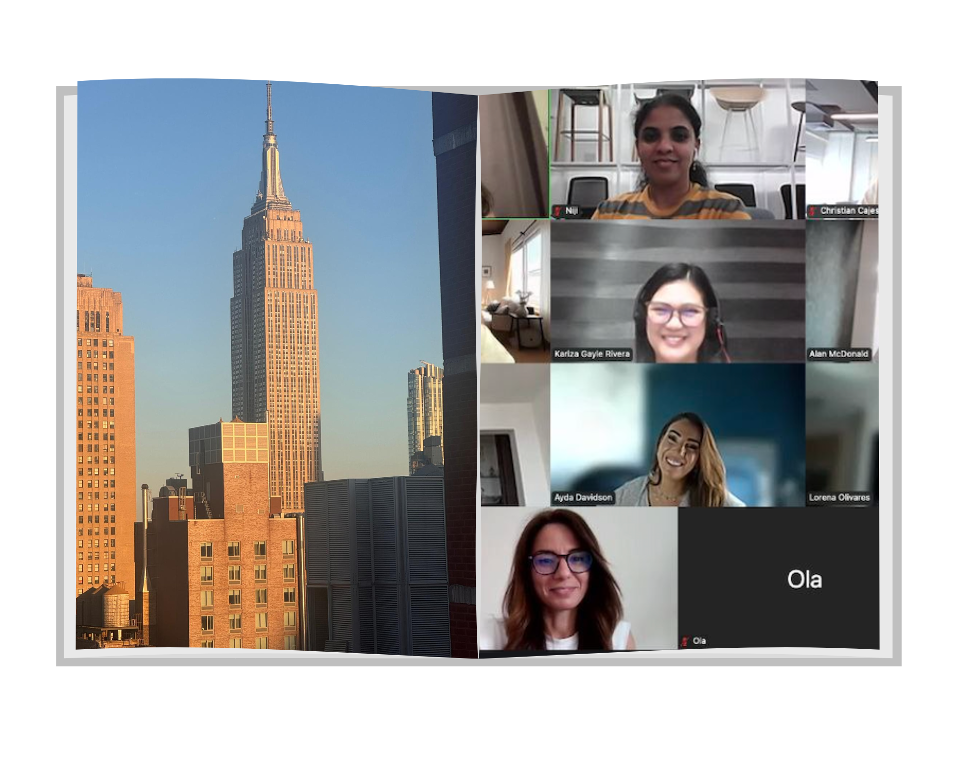 building and video conferencing collage