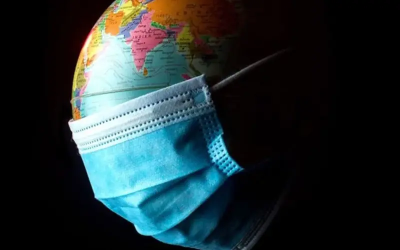 pandemic facemask logo using globe